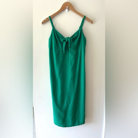OLD NAVY Linen Green Tie Front Midi Sundress - Picture 5 of 8
